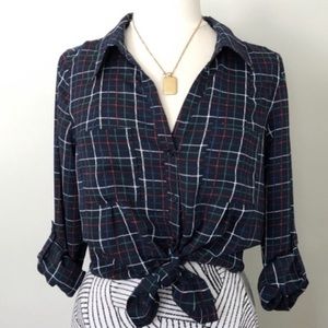 Joie navy checkered blouse
